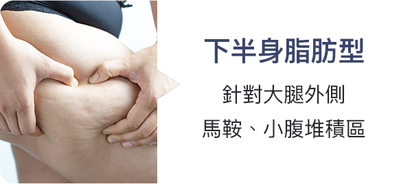 下半身脂肪型 針對大腿外側、馬鞍、小腹堆積區