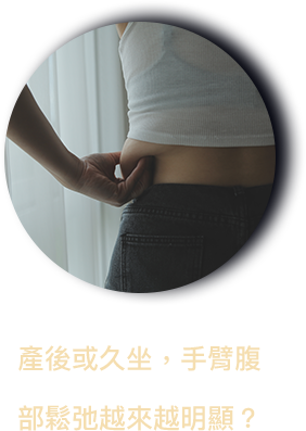 生產後或久坐上班，手臂、腹部的鬆弛線條越來越明顯？